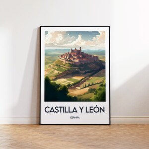 Castilla y León Poster, Castilla y Leon Druck, Kastilien und León Espana, Kastilien und León Spanien Geschenk, Vintage Reiseposter