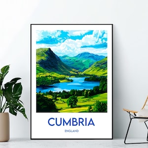 Cumbria Poster, Cumbria Art Print, Cumbria England customizable, Vintage Travel Poster, Cumbria United Kingdom Gift