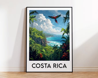 Costa Rica Poster, Costa Rica Art Print, Costa Rica Illustration, Vintage Travel Poster, Costa Rica Poster, Costa Rica Gift