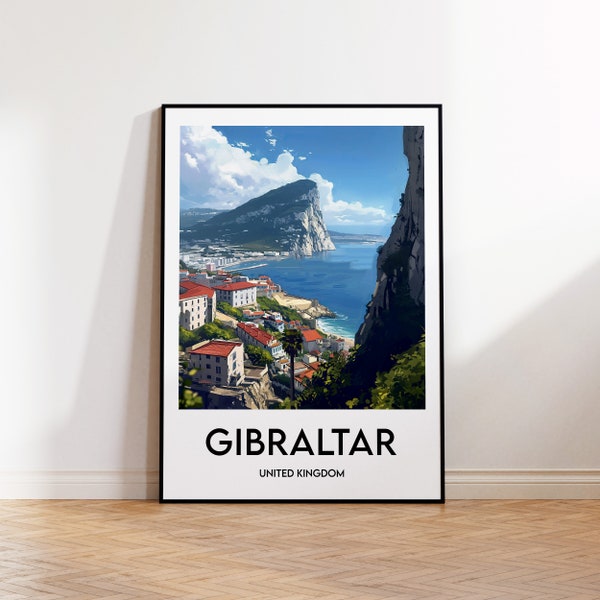 Gibraltar Travel Poster, Gibraltar Art Print, Gibraltar United Kingdom, Gibraltar Gift, Vintage Travel Poster