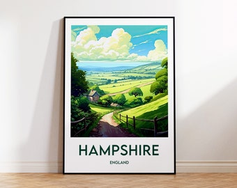 Hampshire poster, Hampshire print, Hampshire England gift, Hampshire Country wall art, Hampshire United Kingdom