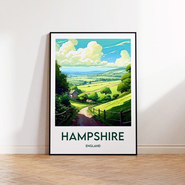 Hampshire poster, Hampshire print, Hampshire England gift, Hampshire Country wall art, Hampshire United Kingdom