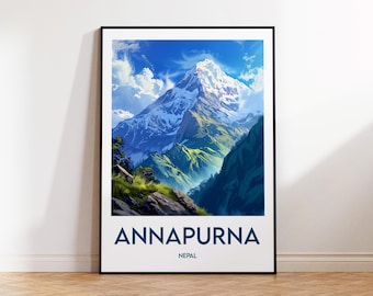 Póster de Annapurna, impresión artística de Annapurna, Annapurna Nepal personalizable, póster de viaje vintage, regalo de Annapurna Nepal, póster de Annapurna Nepal