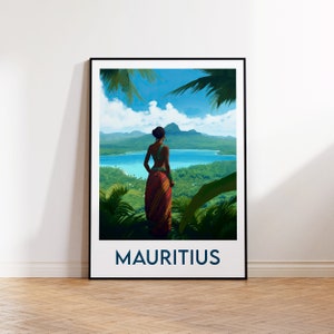 Cartel de Mauricio, Impresión de la isla Mauricio, Ilustración de Mauricio, Regalo Moris, Cartel de viaje vintage, Cartel Mauricio
