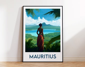 Poster Mauritius, stampa Isola Mauritius, Illustrazione Mauritius, Regalo Moris, Poster di viaggio vintage, Poster Mauritius