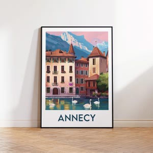 Annecy Poster, Annecy Print, Annecy Illustration, Lake Annecy Gift, Lake Annecy Poster