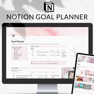 目標プランナー Notion テンプレート、Notion 目標設定テンプレート、Notion 目標プランナー テンプレート、Notion 目標テンプレート、デジタル ビジョン ボード目標