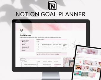 Notion Goal Planner Template, Digital Goal Setting Vision Board