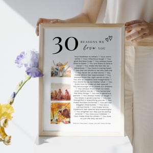 30 Reasons We Love You Poster With Pictures Template, 30th Birthday Gift for Him or Her, Editable Personalized 30th Birthday Decor Printable
