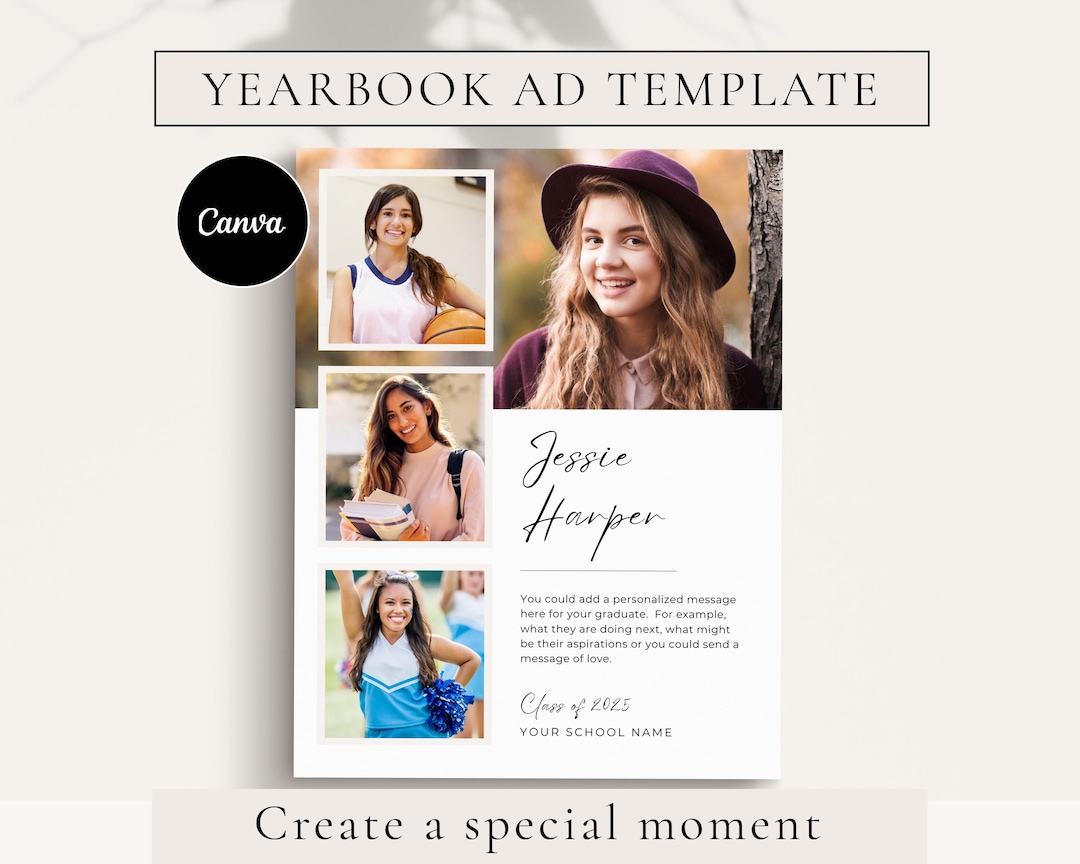 Yearbook Grad Pages. Example Yearbook AD Template, Senior & High School Graduation, School Yearbook ...