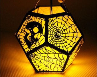 3D Halloween Lamp DXF File - DIY Spooky Lantern Design, CNC Cutting, Laser Engraving, Creative Project, Digital Download,  Patterns LaserCut