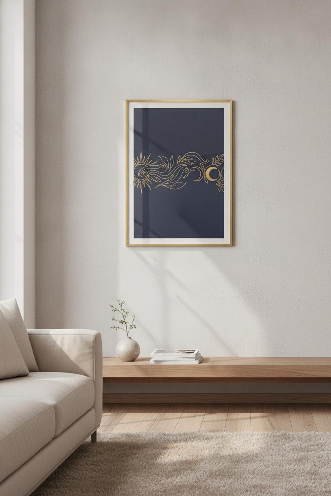 Boho Line Art Print Set – Botanical Celestial Earth Tone Wall Decor ...
