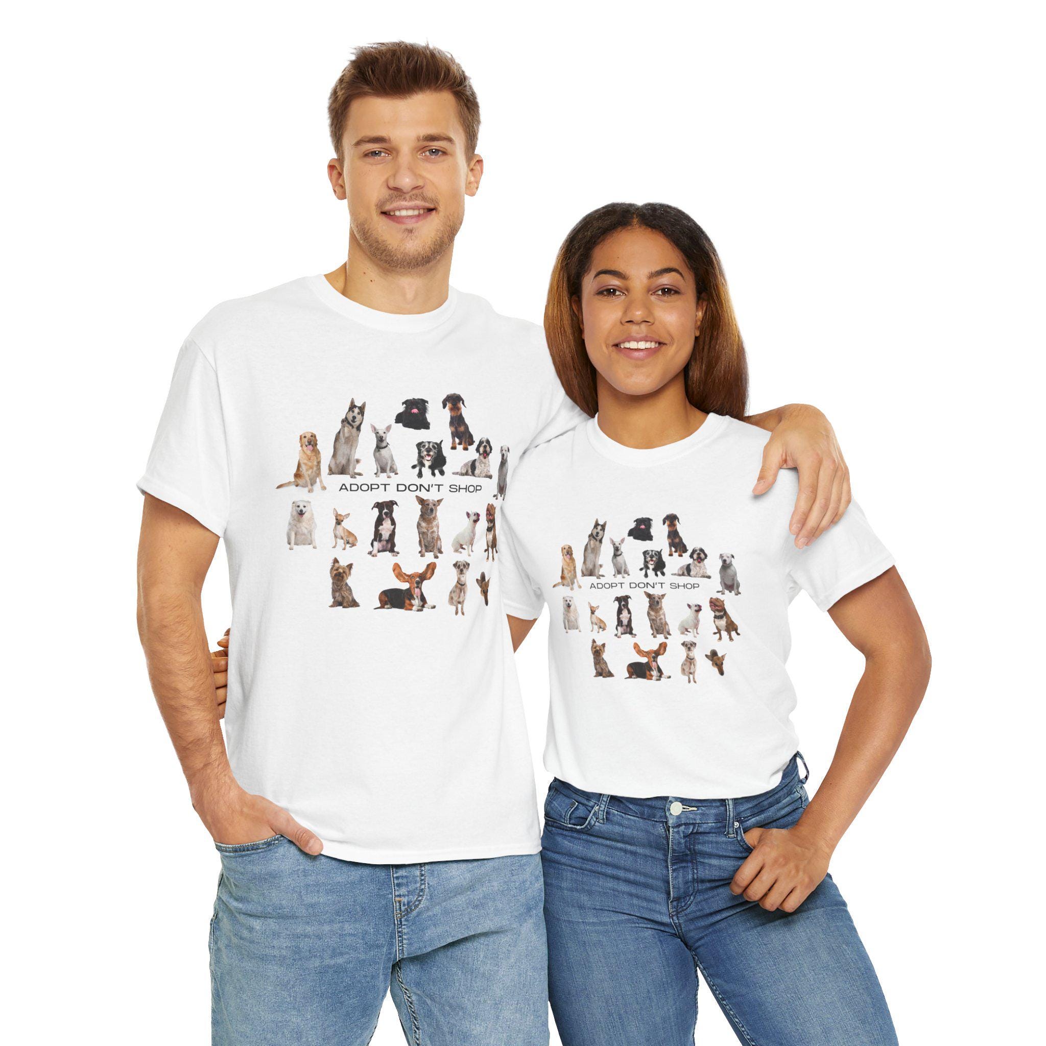 Adopt Don't Shop T-Shirt For Women - Animal Rescue Lover Tee, Funny Shelter Mom Gift, Cotton Blend