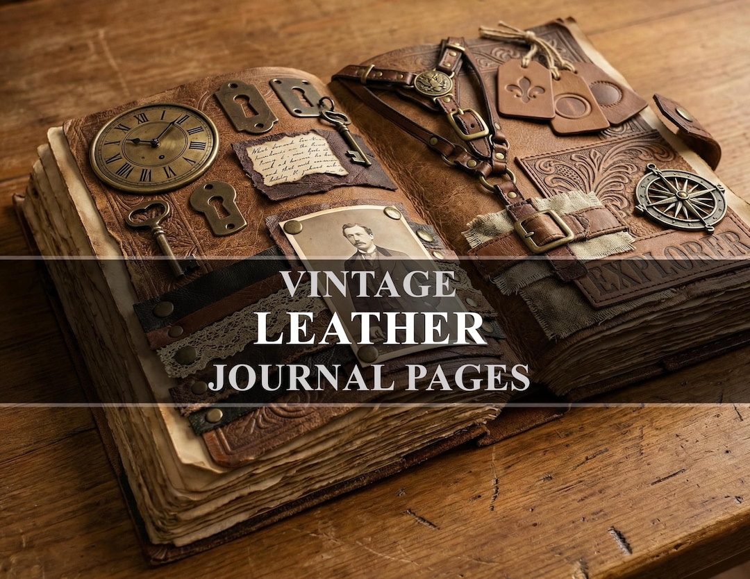 Leather Junk Journal Vintage Pages (digital Download) - Etsy