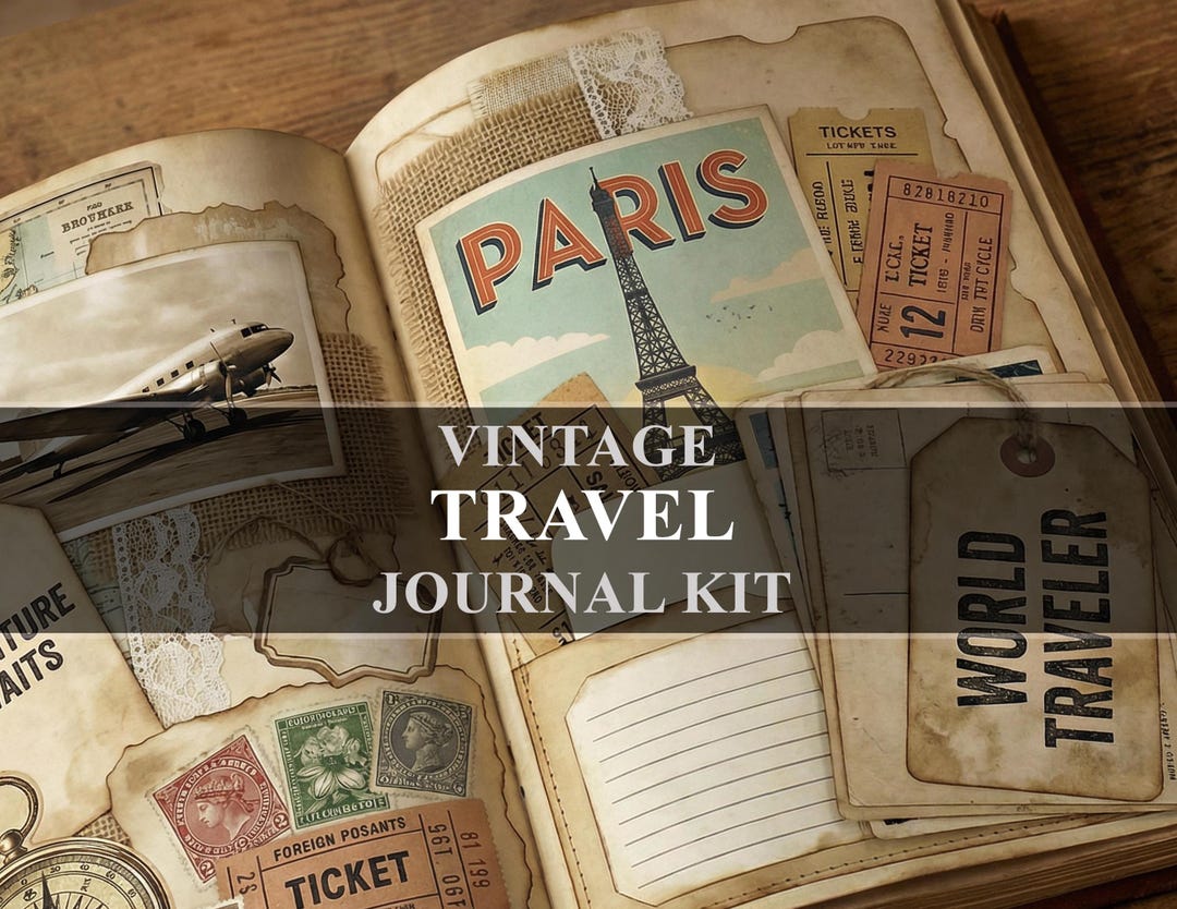 Travel Junk Journal Kit Vintage Ephemera (digital Download) - Etsy