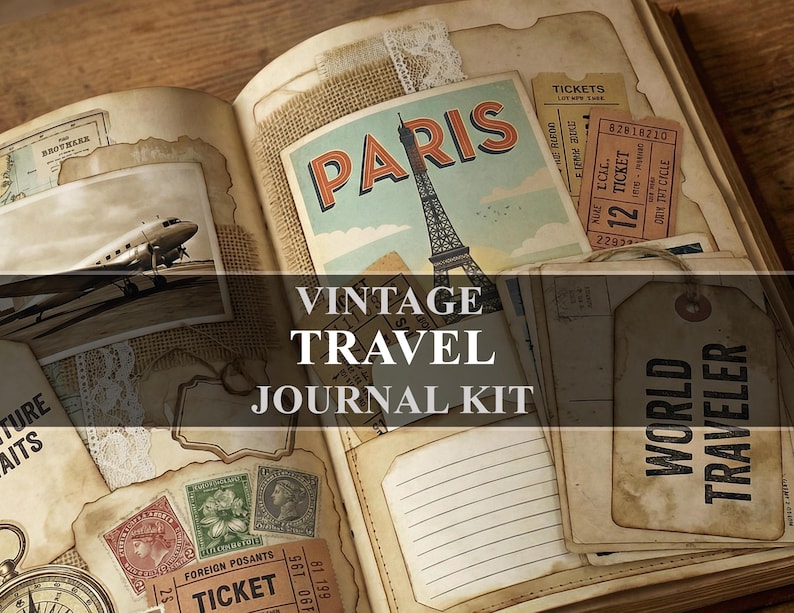 Travel Junk Journal Kit Vintage Ephemera (digital Download) - Etsy