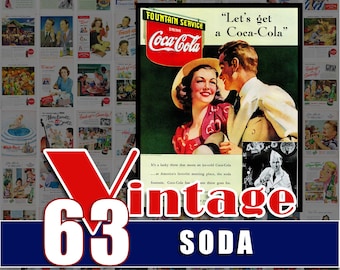 Soda Pop Ads Vintage Advertisements 1930s through 1960s Retro Art Printable (Digital Download)