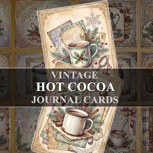 Christmas Hot Cocoa Chocolate Junk Journal Cards • Vintage Christmas Ephemera • Printable Holiday Cards • Retro Clipart • Digital Download •