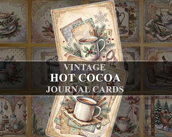 Christmas Hot Cocoa Chocolate Junk Journal Cards • Vintage Christmas Ephemera • Printable Holiday Cards • Retro Clipart • Digital Download •