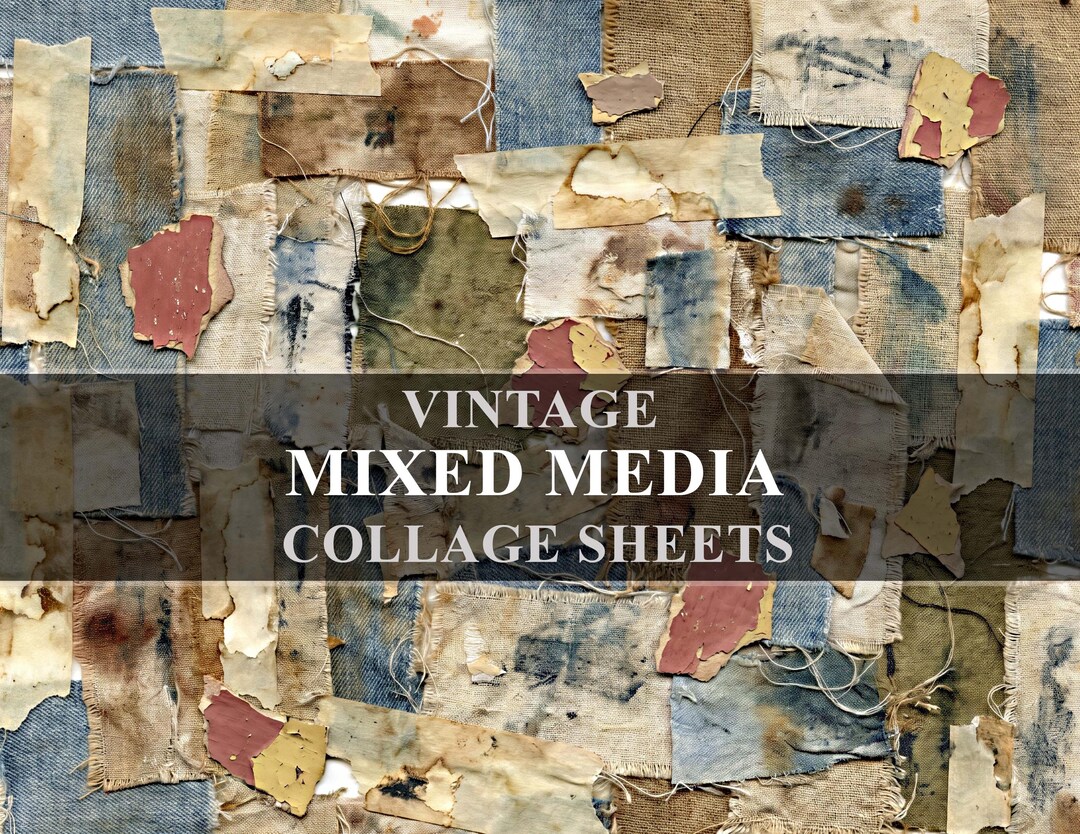 Mixed Media Collage Sheets Vintage Junk Journal Ephemera (digital ...