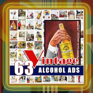 Vintage Alcohol Advertisements Whiskey Ads Decor Digital Download Printable Wall Art JPG Bundle 30s 40s 50s 60s Bar Pub Saloon Brewery Retro