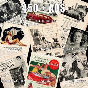 1930s Vintage Ads Advertisements Digital Download Printable Retro Wall Art High Res JPG Files Print 450+ Food Home Garden Beer Soda Alcohol