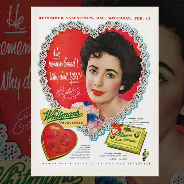 Vintage Valentine Candy Advertisements Ads 1950s Food Digital Download 50s Printable Wall Art Kitchen Pantry Cooking Journals High Res JPG