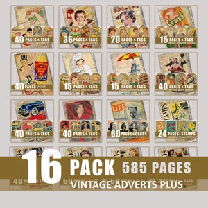 Junk-Journal Seiten Tags Karten Vintage Werbung Essen Baking Soda Candy Ads 1930er 1940er 1950er 1960er 30er 40er 50er 60er Jahre Digitales Ephemera Kit