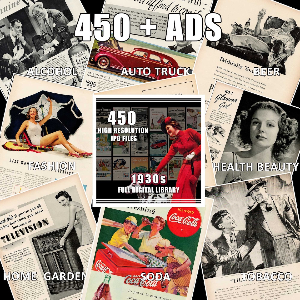 Old Add Graphics Vintage Ad Collection 1930s Through 1960s Retro Advertising Art ...