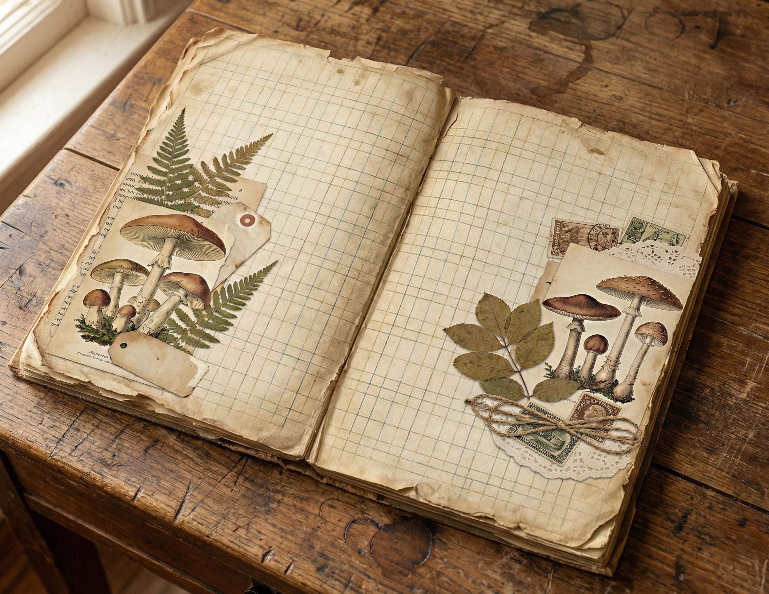 Grid Lined Junk Journal Vintage Pages (digital Download) - Etsy
