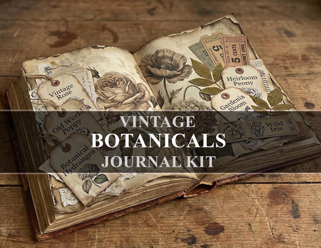 Botanical Flowers Vintage Junk Journal Kit Ephemera (digital Download ...