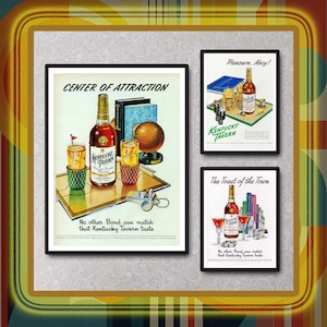 Wall Art Whiskey Ads Alcohol Illustration Advertisements Digital Download Home Bar Decor Retro Cocktails Basketball Sailing City Wall Art