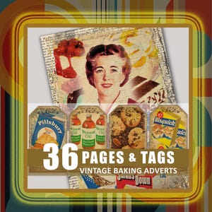 Baking Junk Journal Pages Tags Vintage Baking Food Cake Advertising Ads Digital Download Ephemera Printable Scrapbook Bundle Embellishment