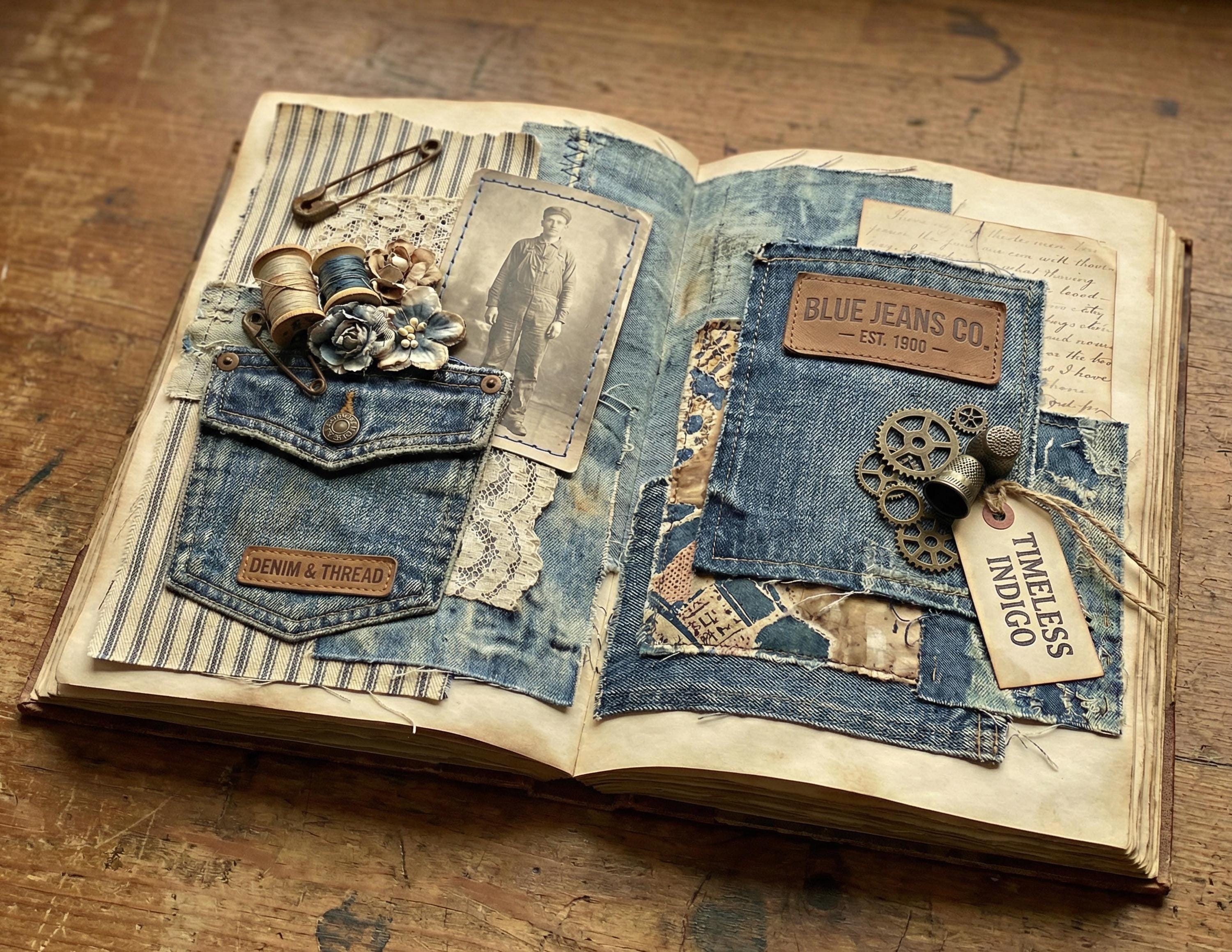 Denim Blue Jeans Junk Journal Vintage Pages (digital Download) - Etsy