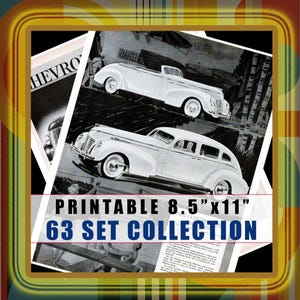 Auto Car Ads Advertisements Printable Wall Art Vintage Advertisements Download PDF Sheets Prints Collage Journals Bar Garage Collection Set