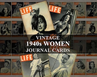 1940s Women Magazine Cover Junk Journal Cards Vintage 40s Ephemera (Digital Download)
