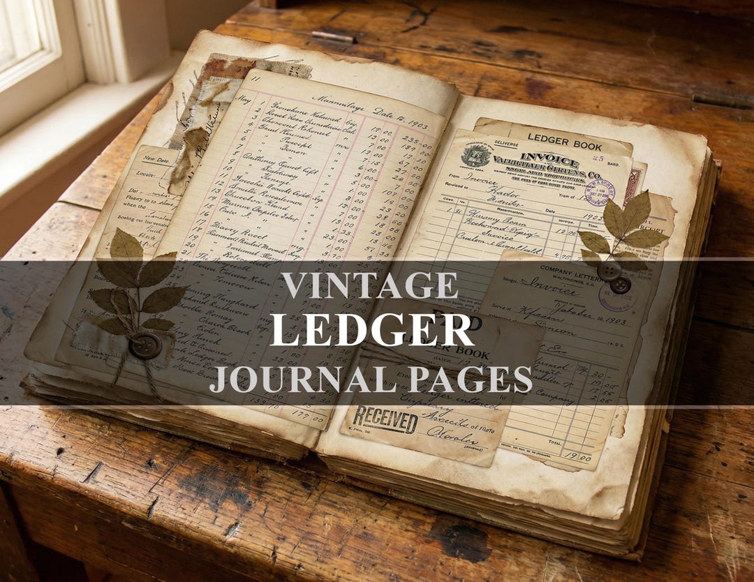 Ledger Invoices Receipts Junk Journal Vintage Pages (digital Download ...