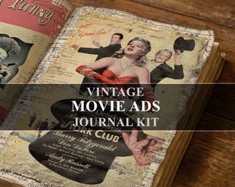 Hollywood Movie Ads Vintage Advertisements Junk Journal Kit (Digital Download)