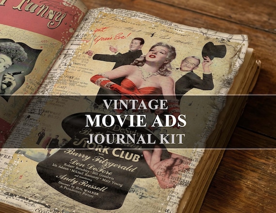Hollywood Movie Ads Vintage Advertisements Junk Journal Kit (Digital Download)