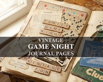 Family Game Night Junk Journal Vintage Pages (Digital Download)