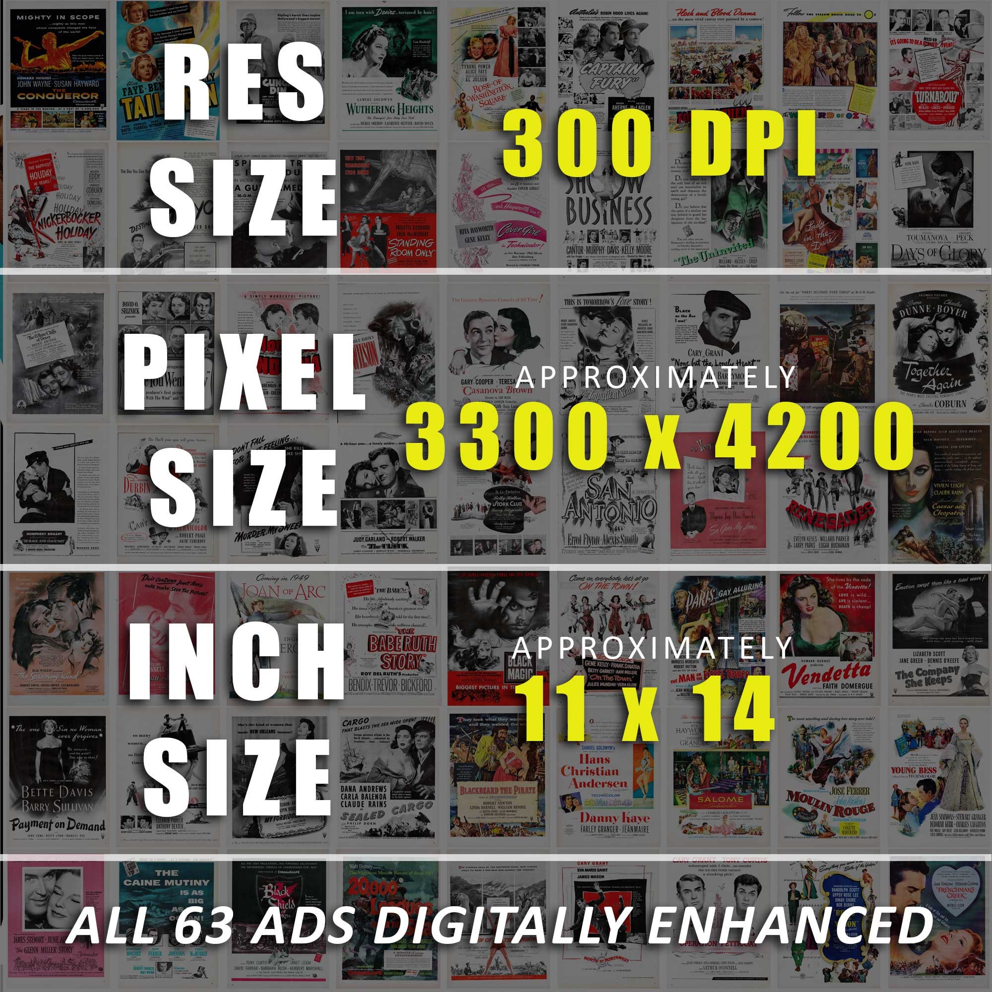 Movie Hollywood Ads Vintage Advertisements Stars Art Decor (digital ...
