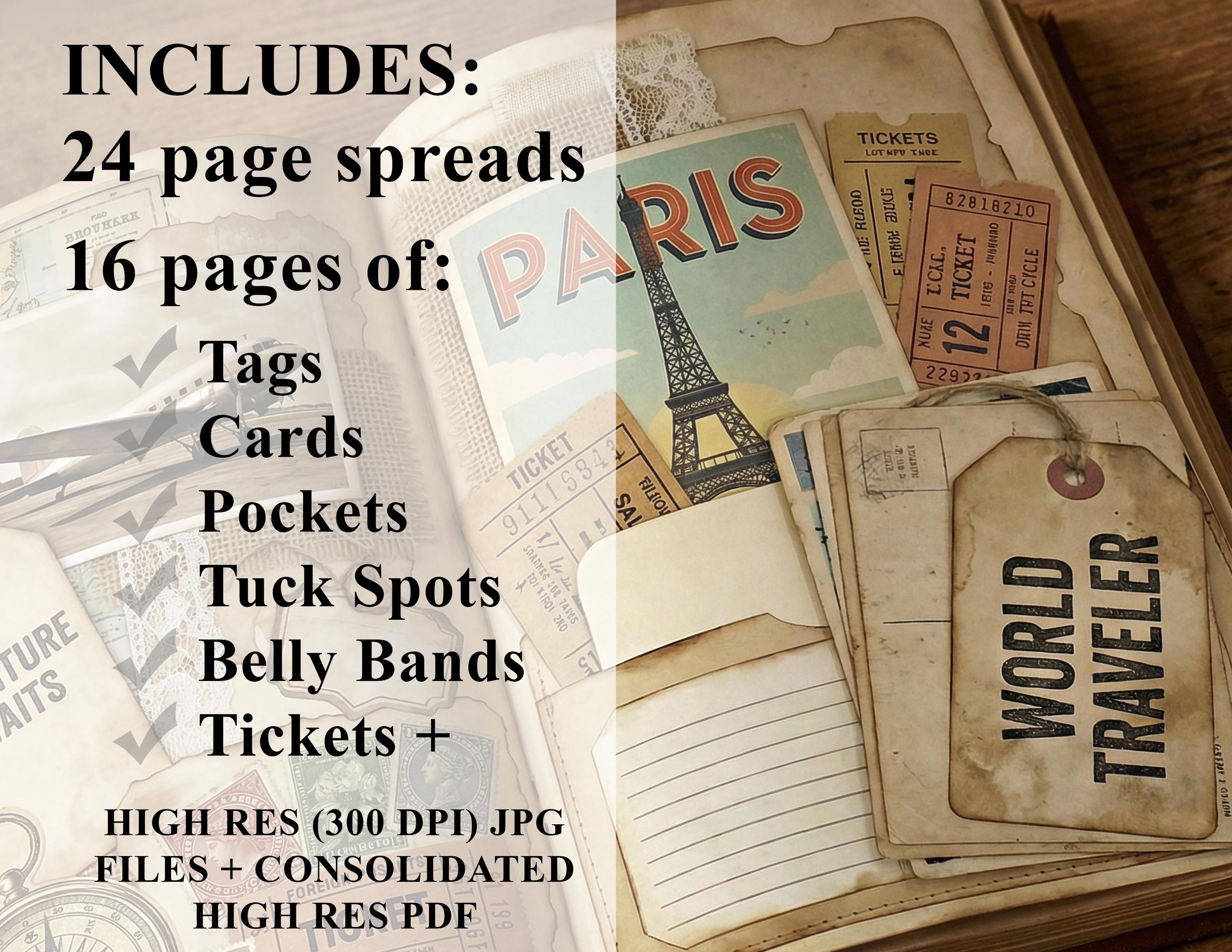 Travel Junk Journal Kit Vintage Ephemera (digital Download) - Etsy