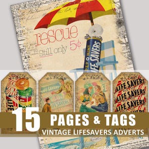 Candy Junk Journal Seiten Tags Vintage Candy Werbung Anzeigen im Alter von digitaler Download Ephemera druckbare Scrapbook Bundle Kit Verschönerung