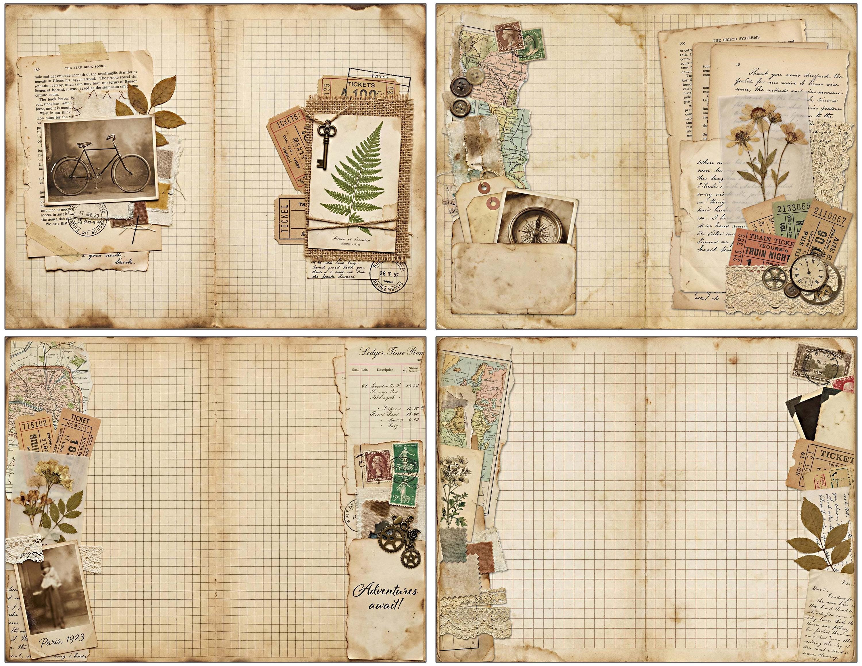 Grid Lined Junk Journal Vintage Pages (digital Download) - Etsy