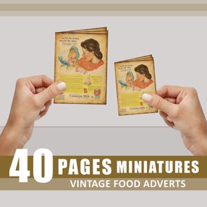 Junk Journal Miniaturen Food Ads Mini Vintage Werbung Supermarkt Werbung Digital Download Ephemera druckbare Verschönerung Medien