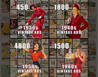 Vintage Ad Collection 1930s through 1960s Retro Advertising Art (Digital Download)