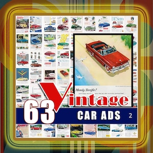 Vintage Auto Werbung Dekor Auto Werbung Digital Download Druckbare Wand Kunst JPG Bundle 30er 40er 50er 60er Jahre Garage Station Retro Automobiles 2