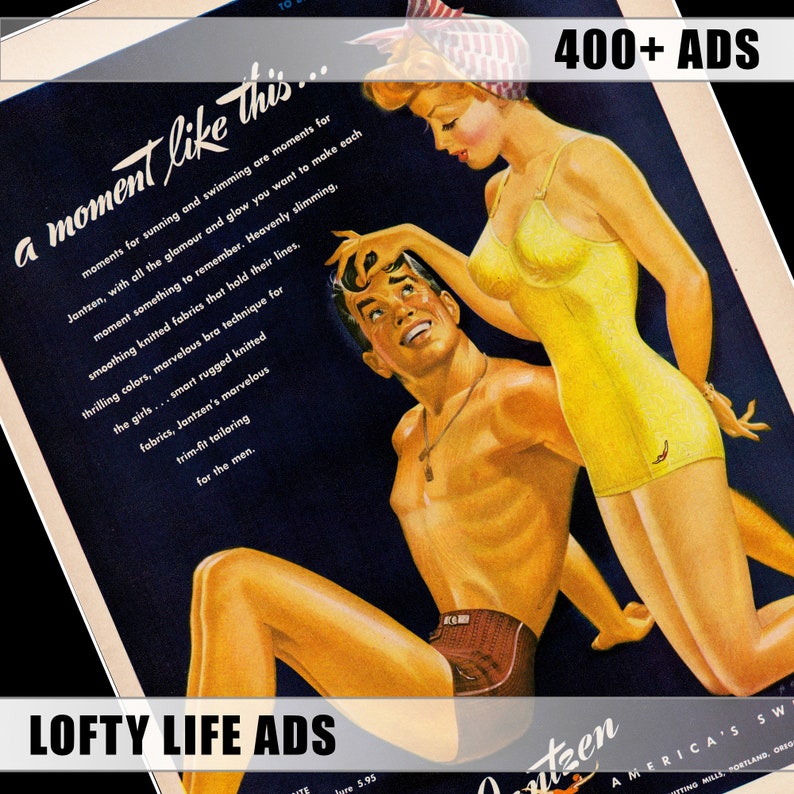 Fashion Cloths Vintage Ads Advertisements 30s 40s 50s 60s Digital Download Printable Retro Wall Art Cocktails High Res JPG Files Print