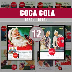 Coca Cola Ads Vintage Coke Advertisements 1930s through 1950s Printable Wall Art (Digital Download)