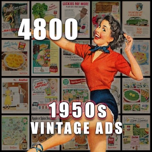 Collection de publicités vintage des années 1950, art publicitaire rétro (téléchargement numérique)